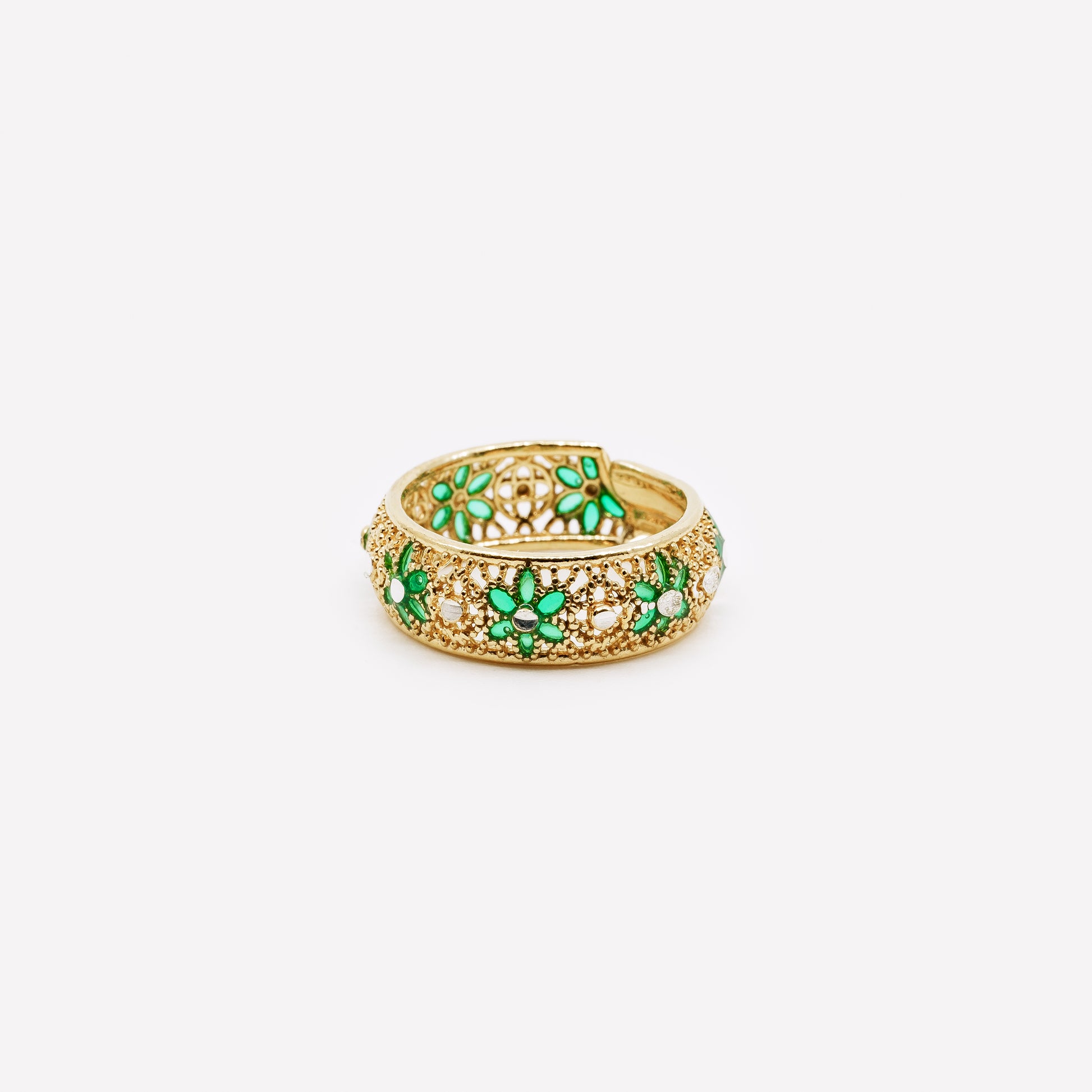 925 Silver Ring Adjustable Enamel and Filigree Band