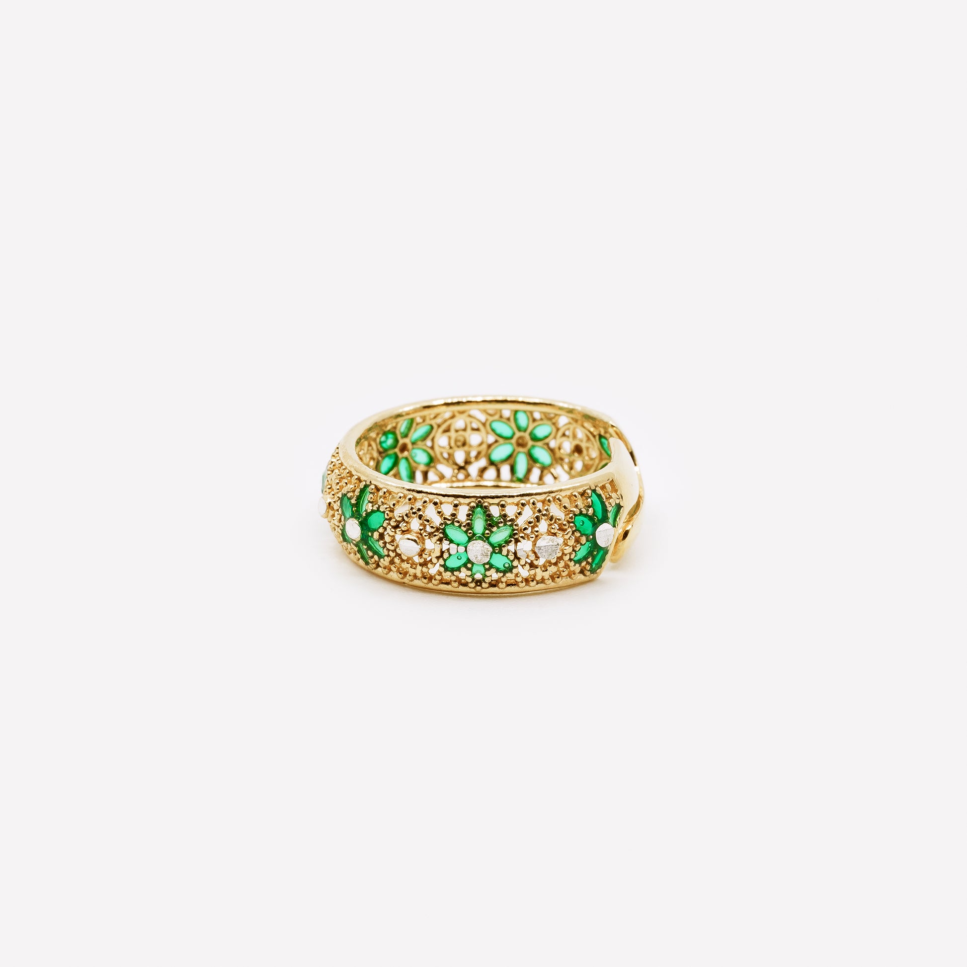 925 Silver Ring Adjustable Enamel and Filigree Band