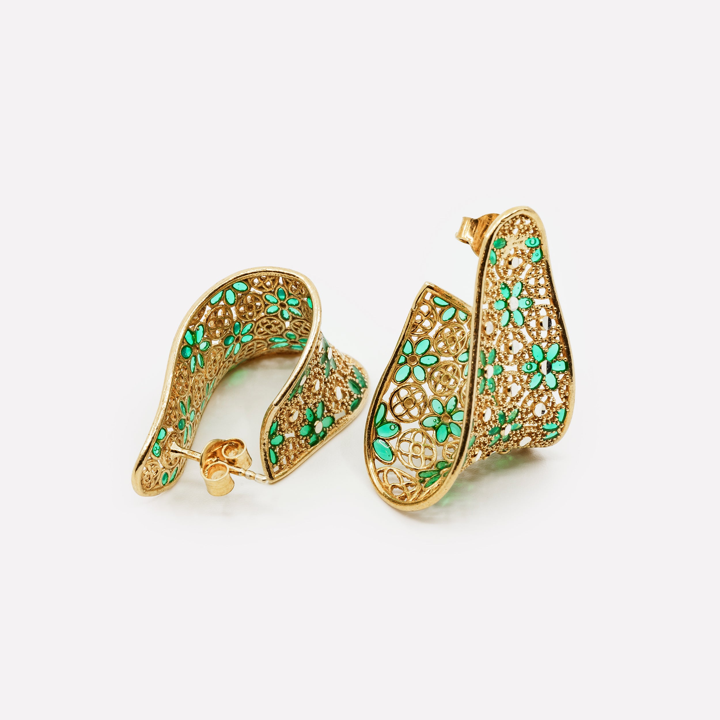 ORECCHINI GEOMETRICI IN ARGENTO "CURVY BLOOM"