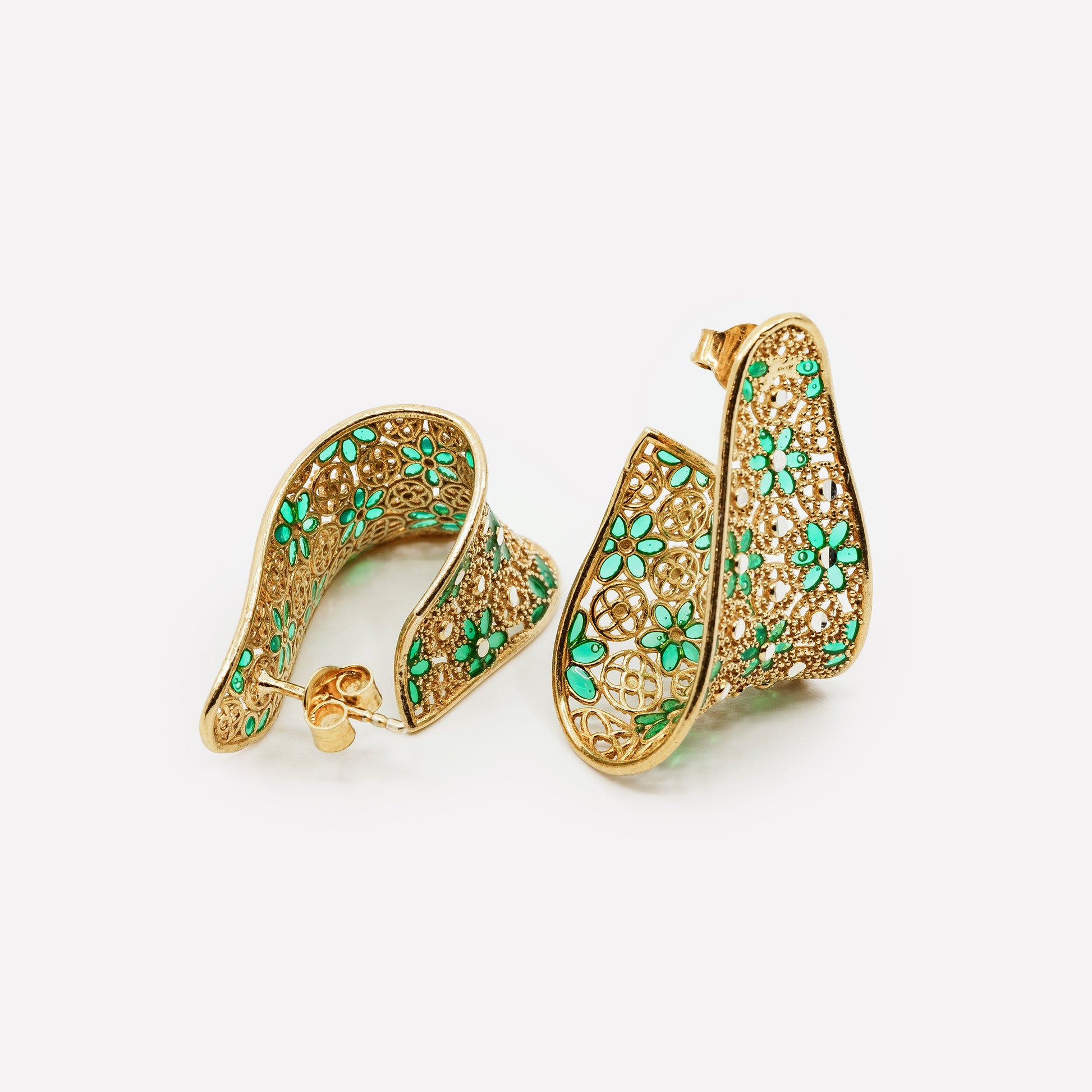 ORECCHINI GEOMETRICI IN ARGENTO "CURVY BLOOM"