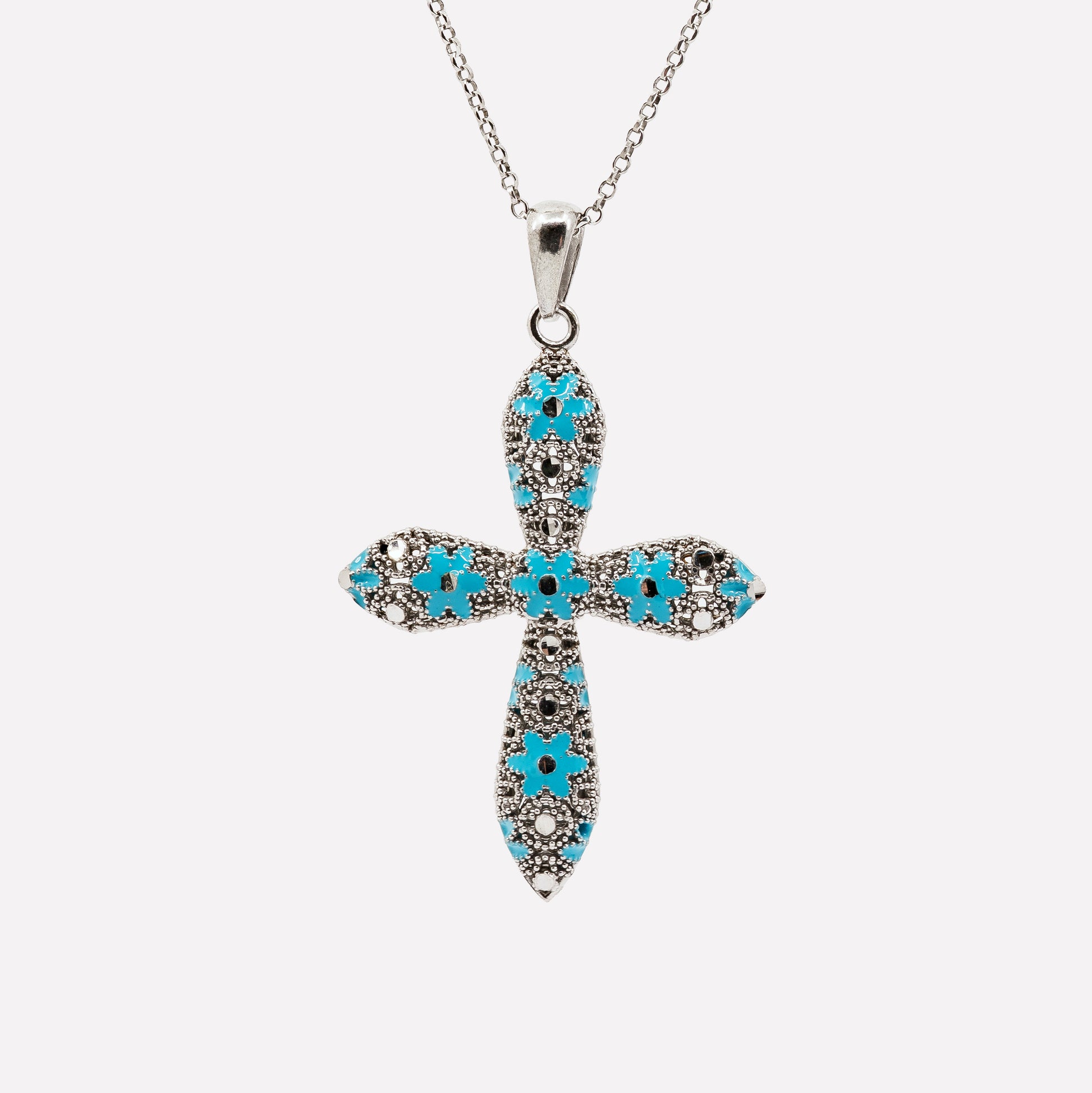 COLLANA ROUNDED CROSS IN ARGENTO