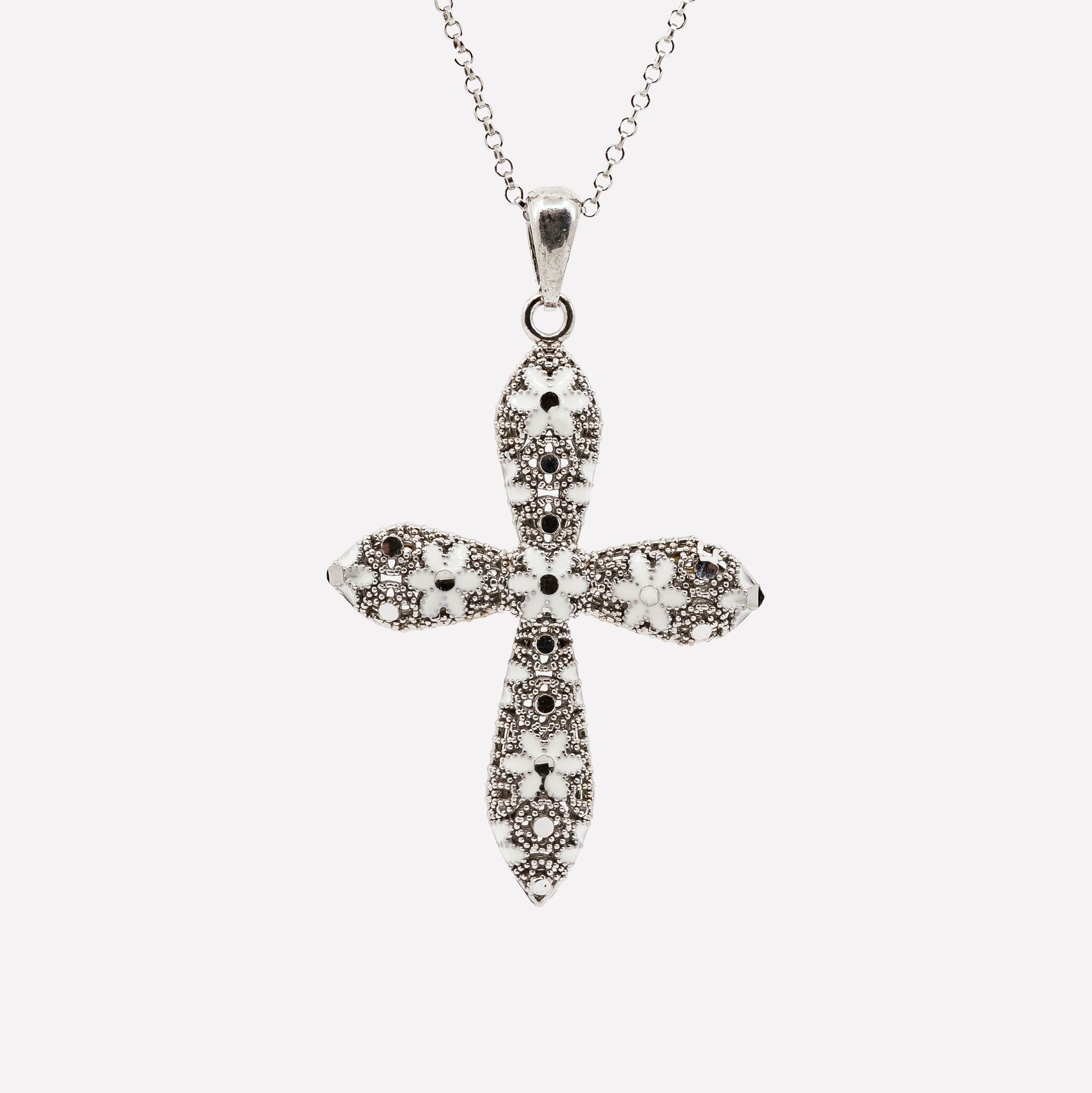 COLLANA ROUNDED CROSS IN ARGENTO
