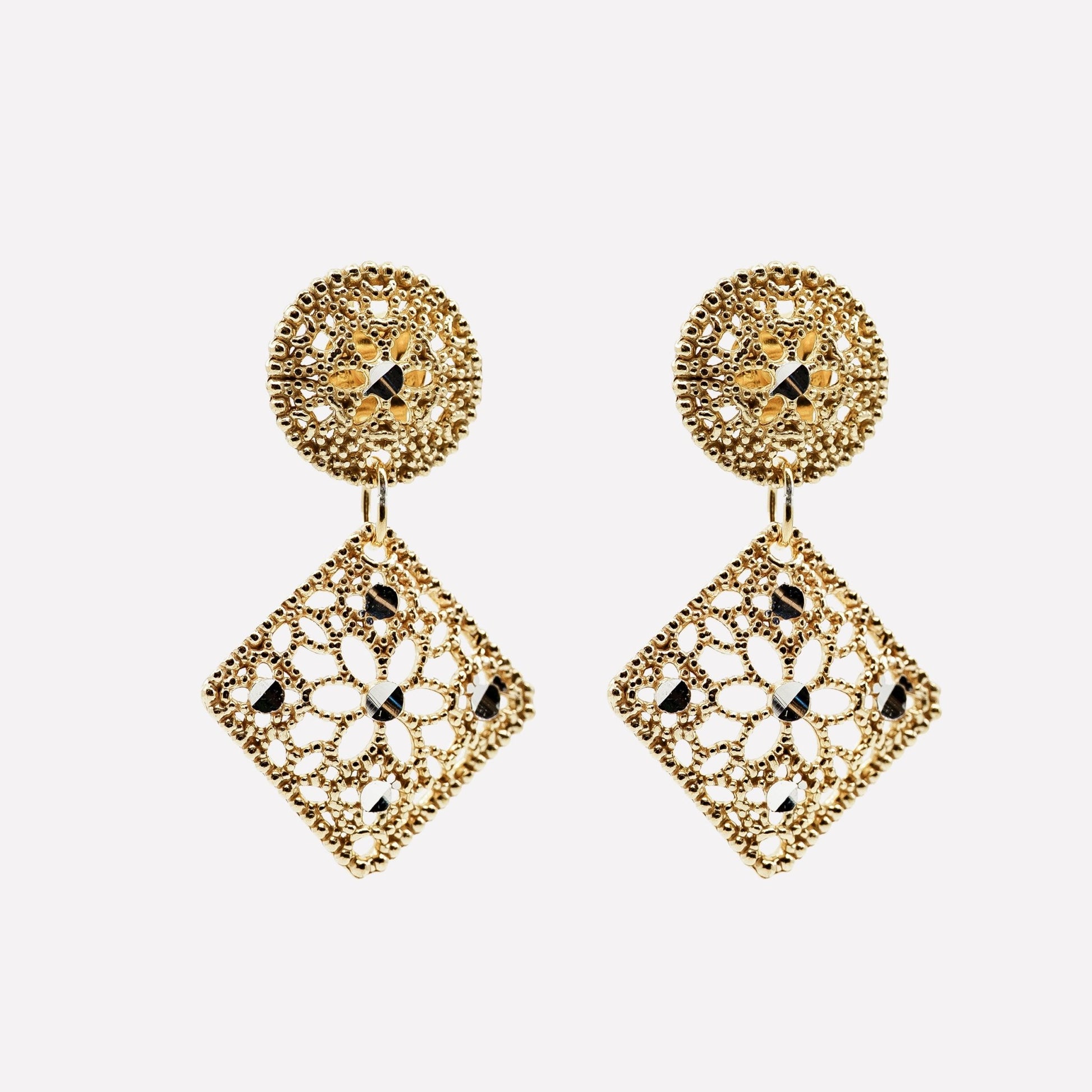 ORECCHINI GEOMETRICI PENDENTI FILIGRANA ARGENTO 925 - MINA MINA