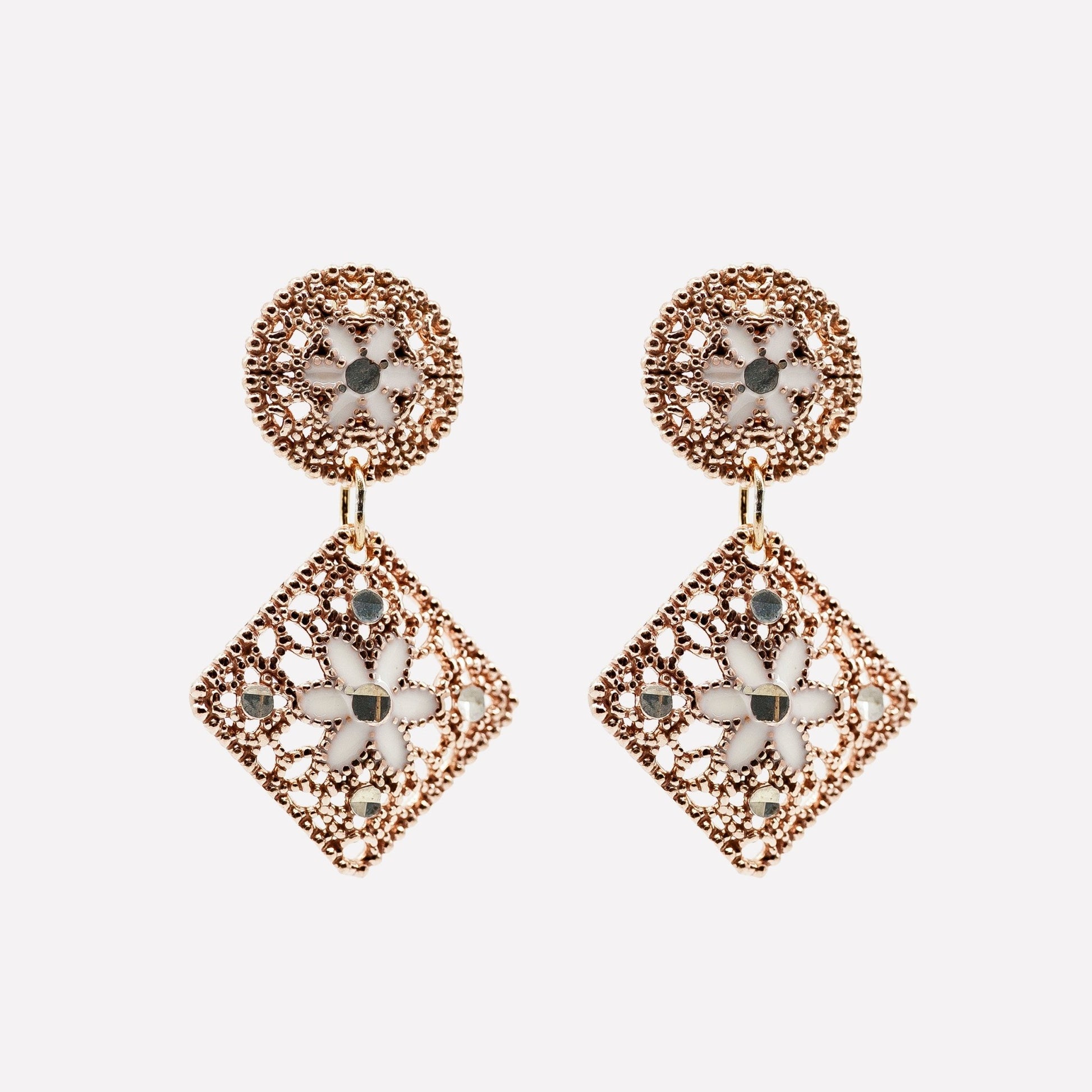 ORECCHINI GEOMETRICI PENDENTI FILIGRANA ARGENTO 925 - MINA MINA