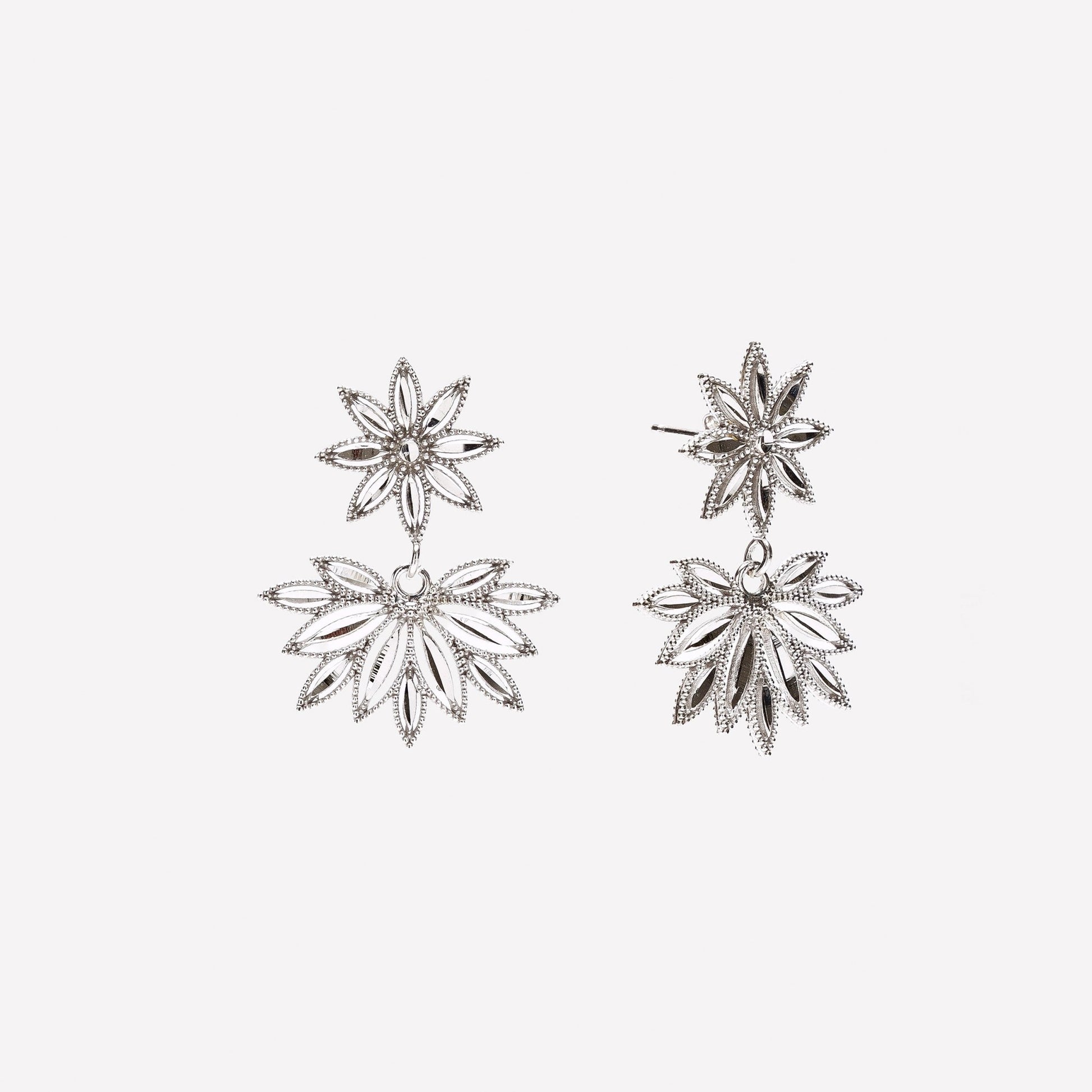 ORECCHINI LOBO FIORE E SPIGA FILIGRANA ARGENTO 925 - MINA MINA
