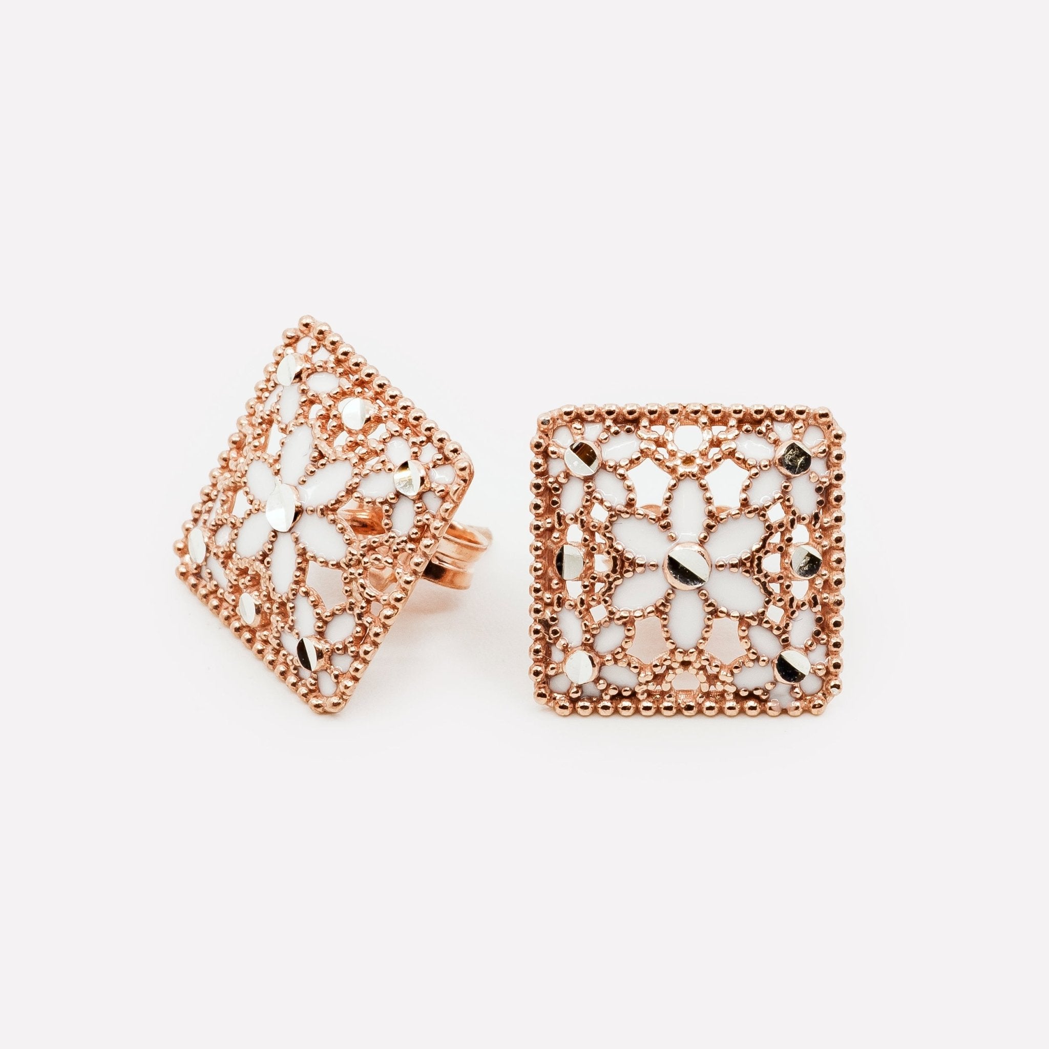 ORECCHINI QUADRATI FILIGRANA ARGENTO 925 - MINA MINA